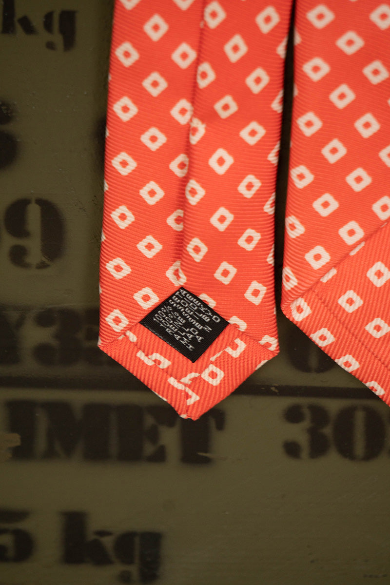 Cravatta E.Marinella Salmone con Quadrati