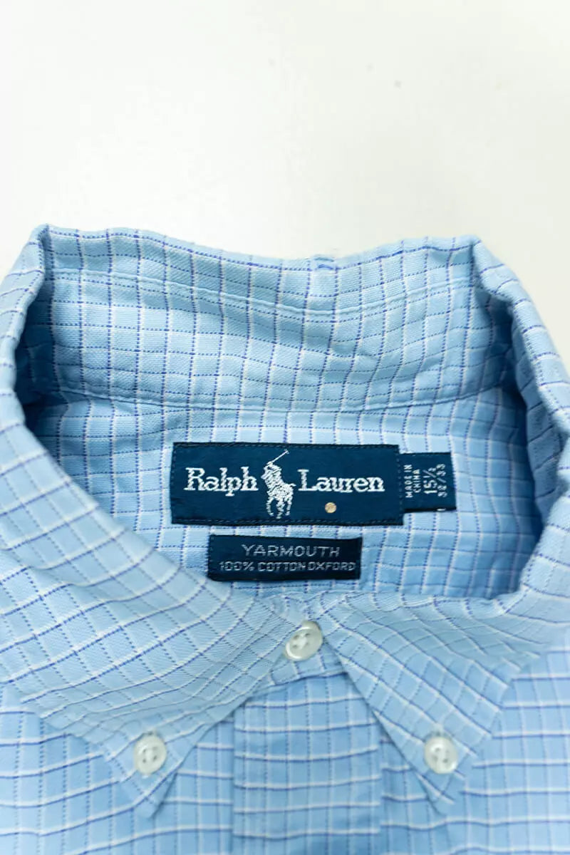 Camicie Ralph Lauren a Scacchi Classic Fit Azzurro "M"
