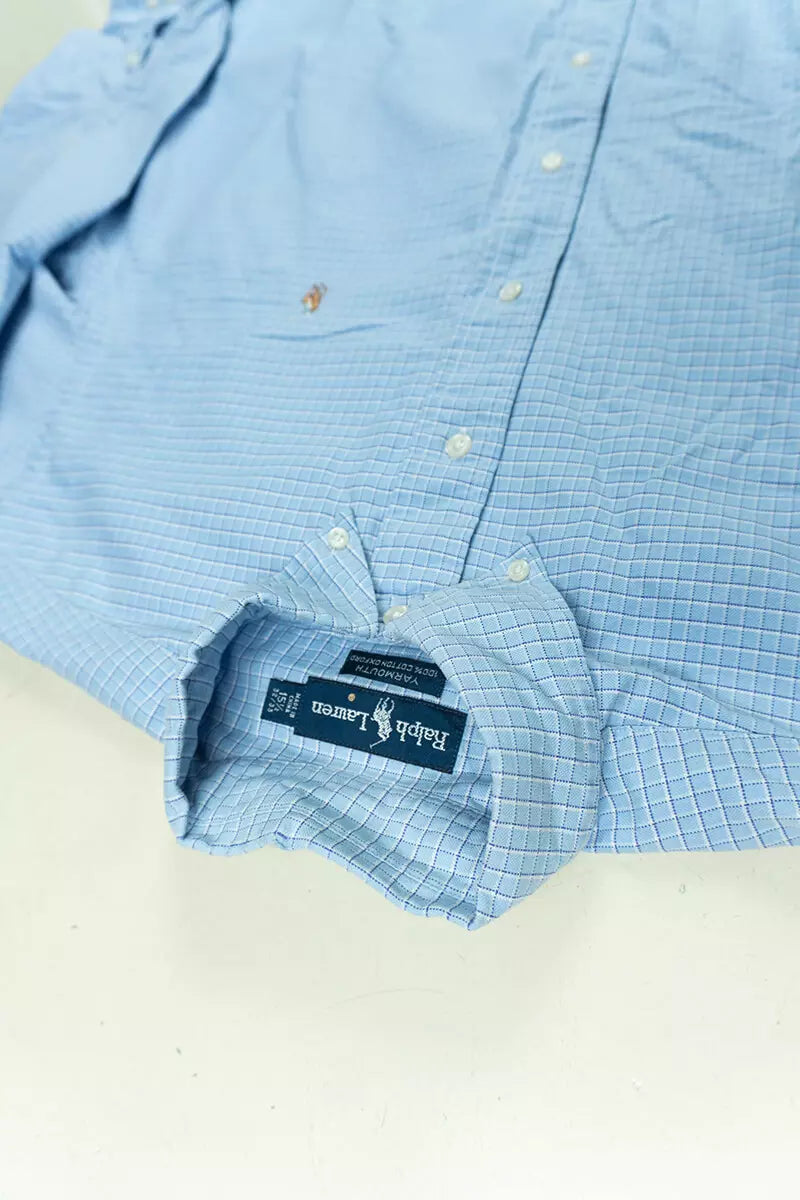 Camicie Ralph Lauren a Scacchi Classic Fit Azzurro "M"