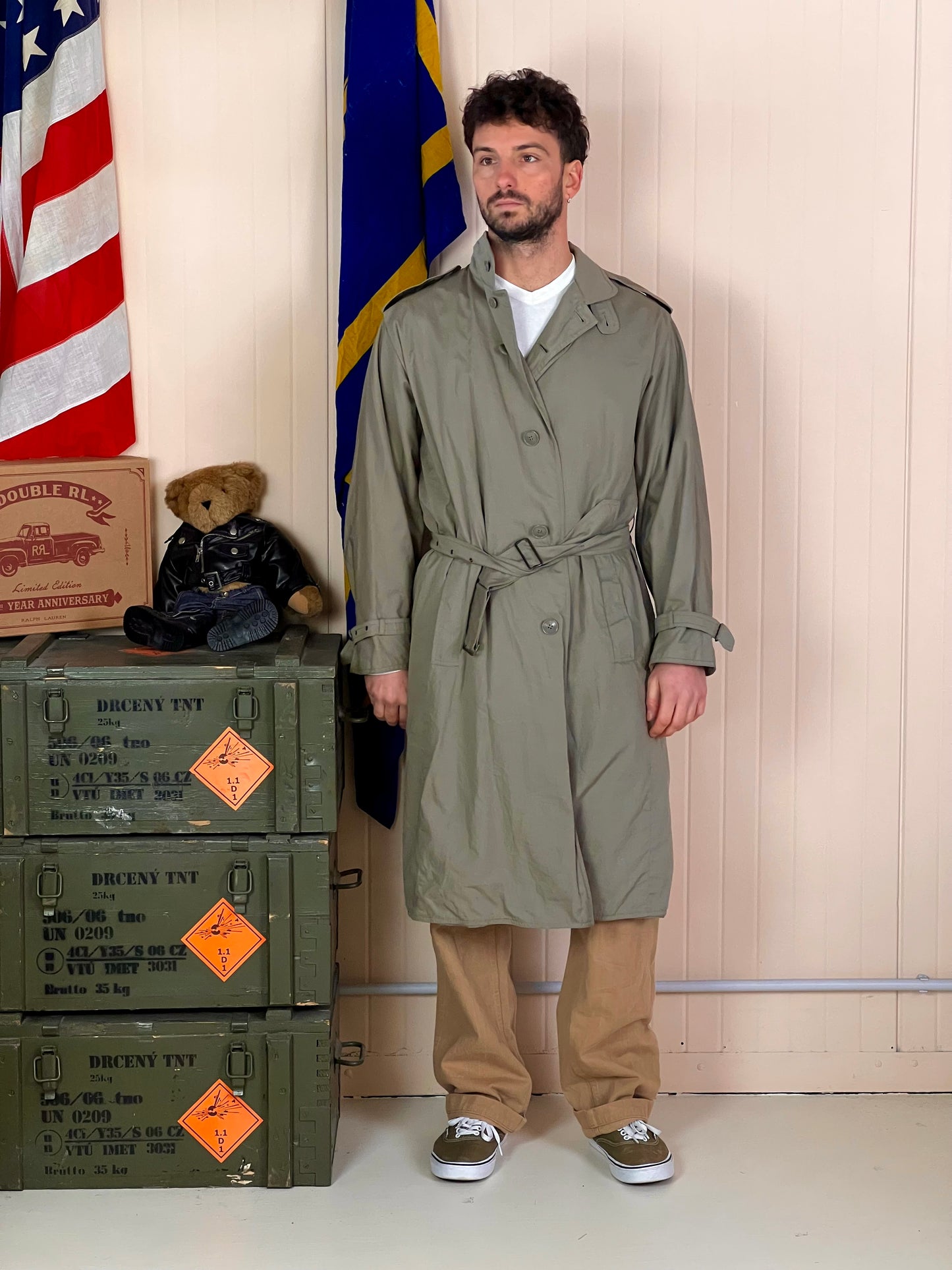 Allegri Vintage Grey Trench Coat - "M"
