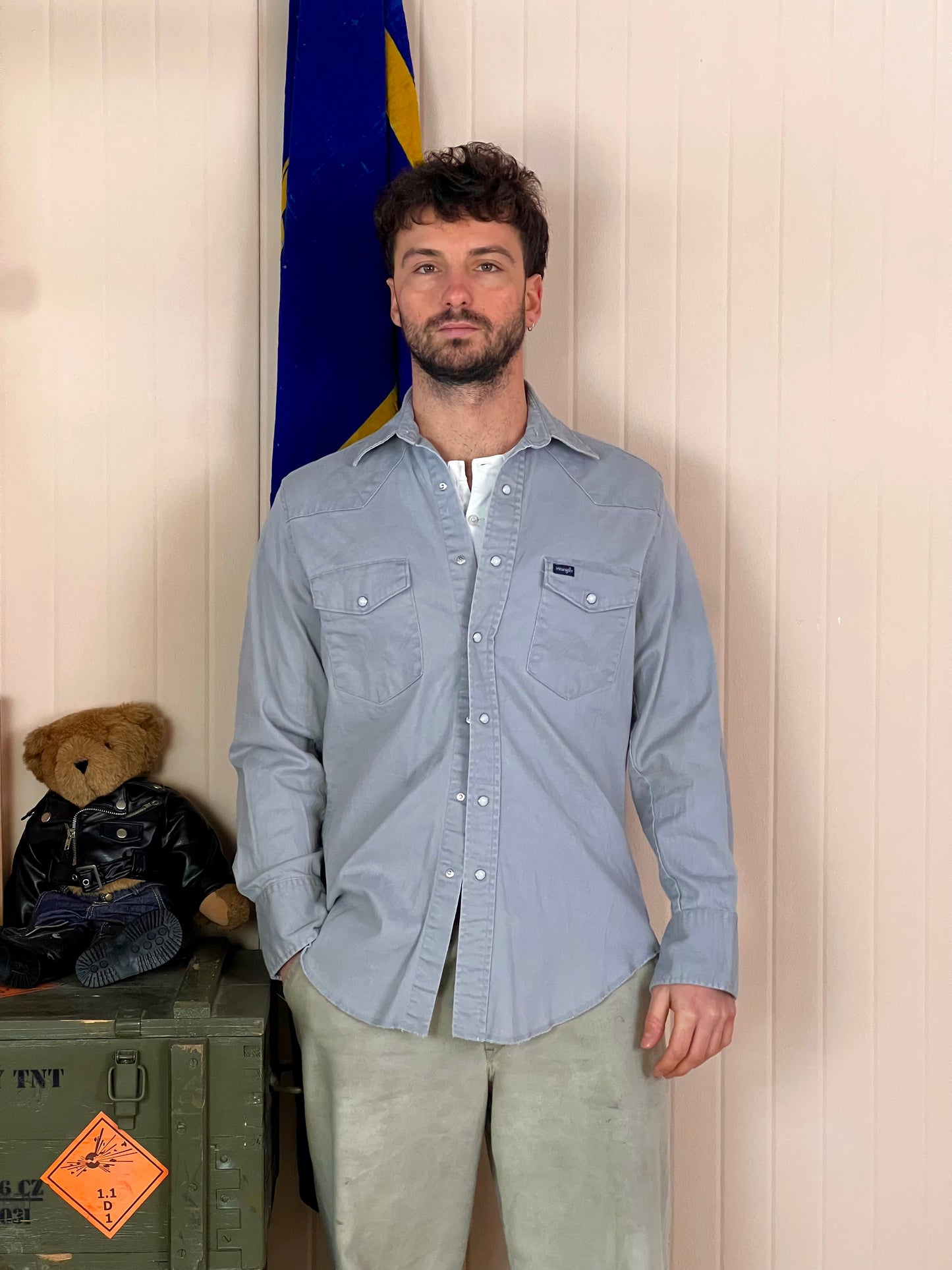 2000 Camicia Wrangler Texana Grigia - M