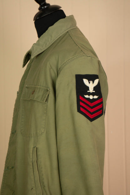 1960 Us Navy A-2 Giacca Deck Vietnam Con Patch Crociera USA - L