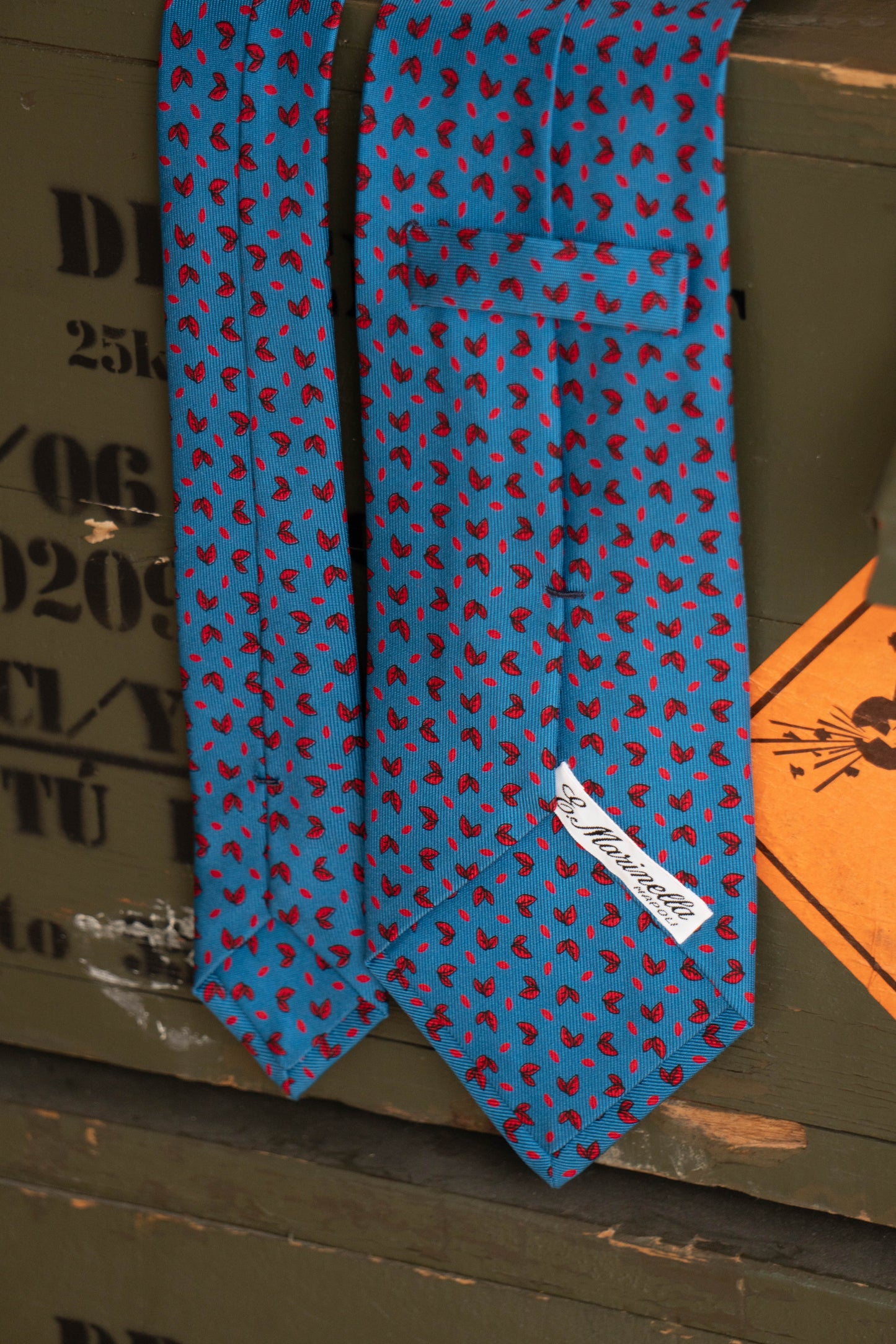 Cravatta E.Marinella Blu con Foglie