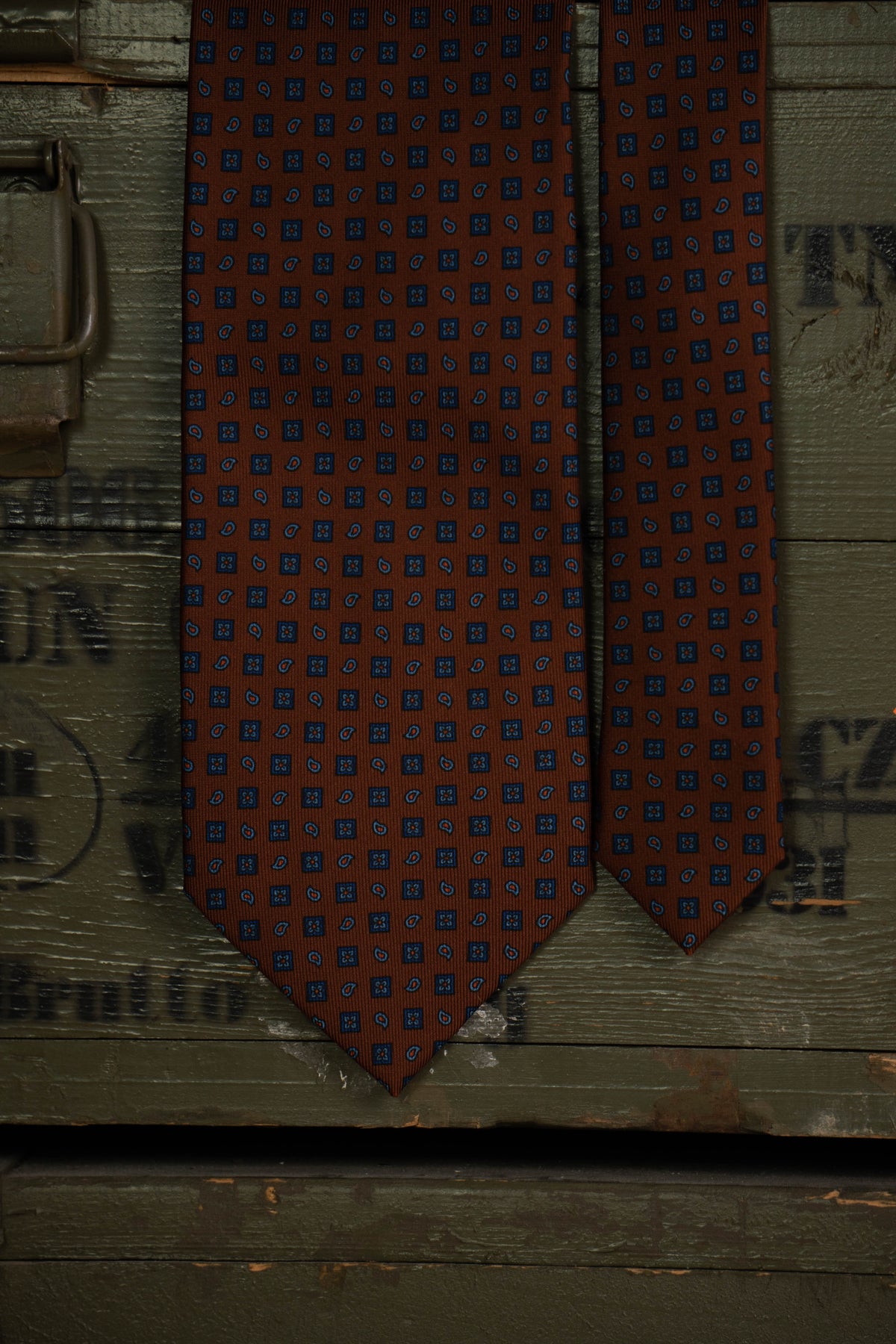 Cravatta E.Marinella Marrone Fantasie Geometriche Blu