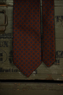 Cravatta E.Marinella Marrone Fantasie Geometriche Blu
