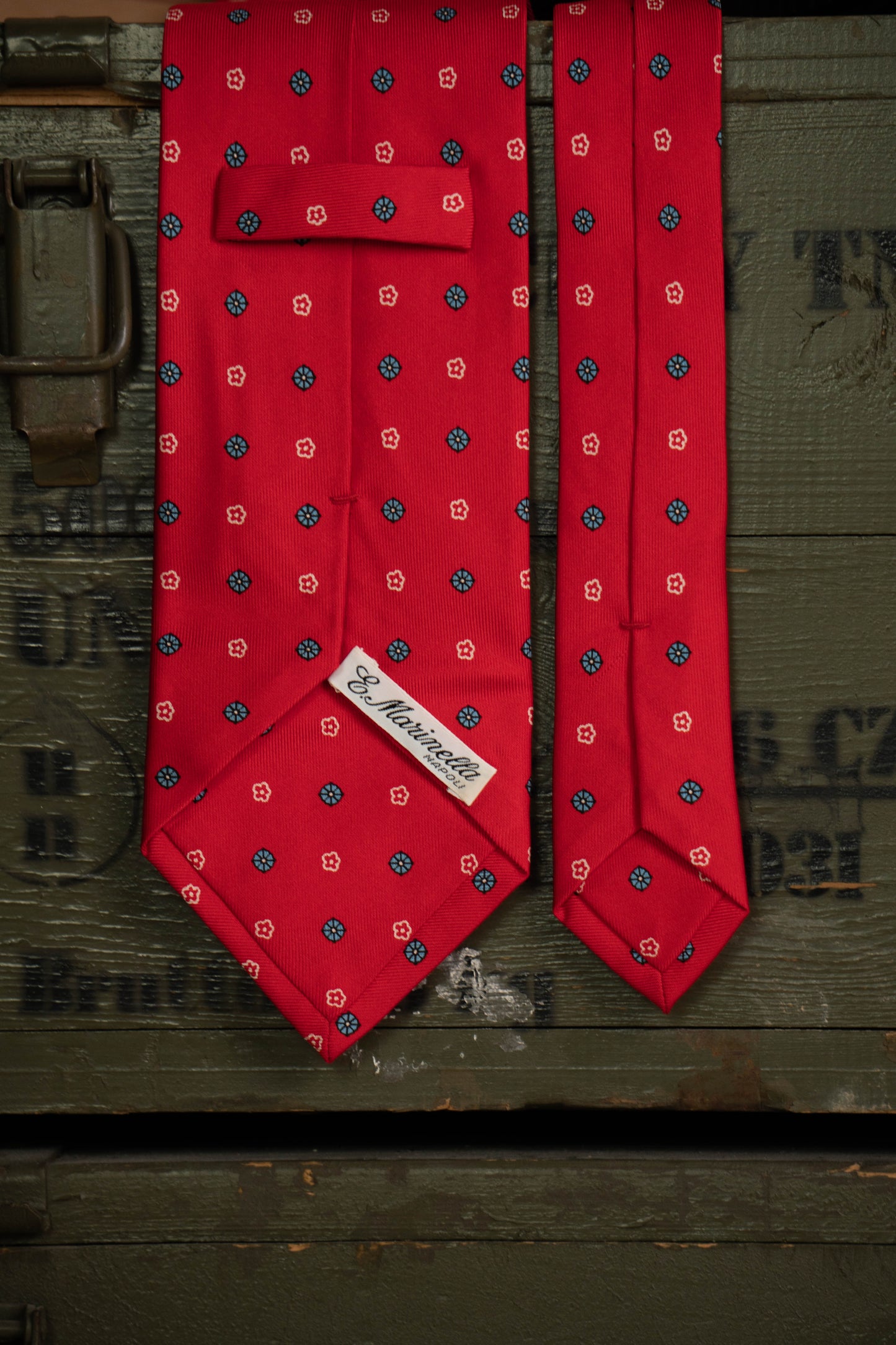 Cravatta E.Marinella Rossa Fiori e Geometrie