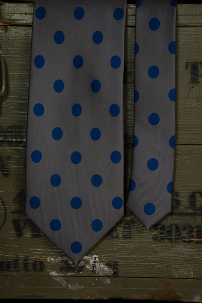 Cravatta E.Marinella Grigia con Pois Grandi Blu