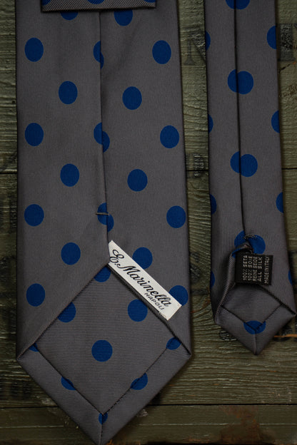 Cravatta E.Marinella Grigia con Pois Grandi Blu