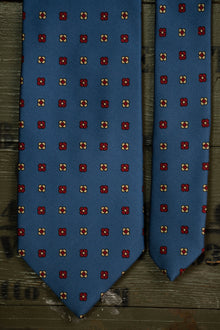 Cravatta E.Marinella Blu Fiori Rossi e Gialli