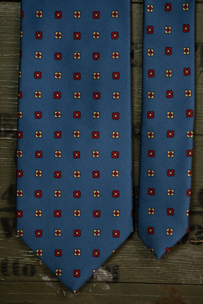 Cravatta E.Marinella Blu Fiori Rossi e Gialli