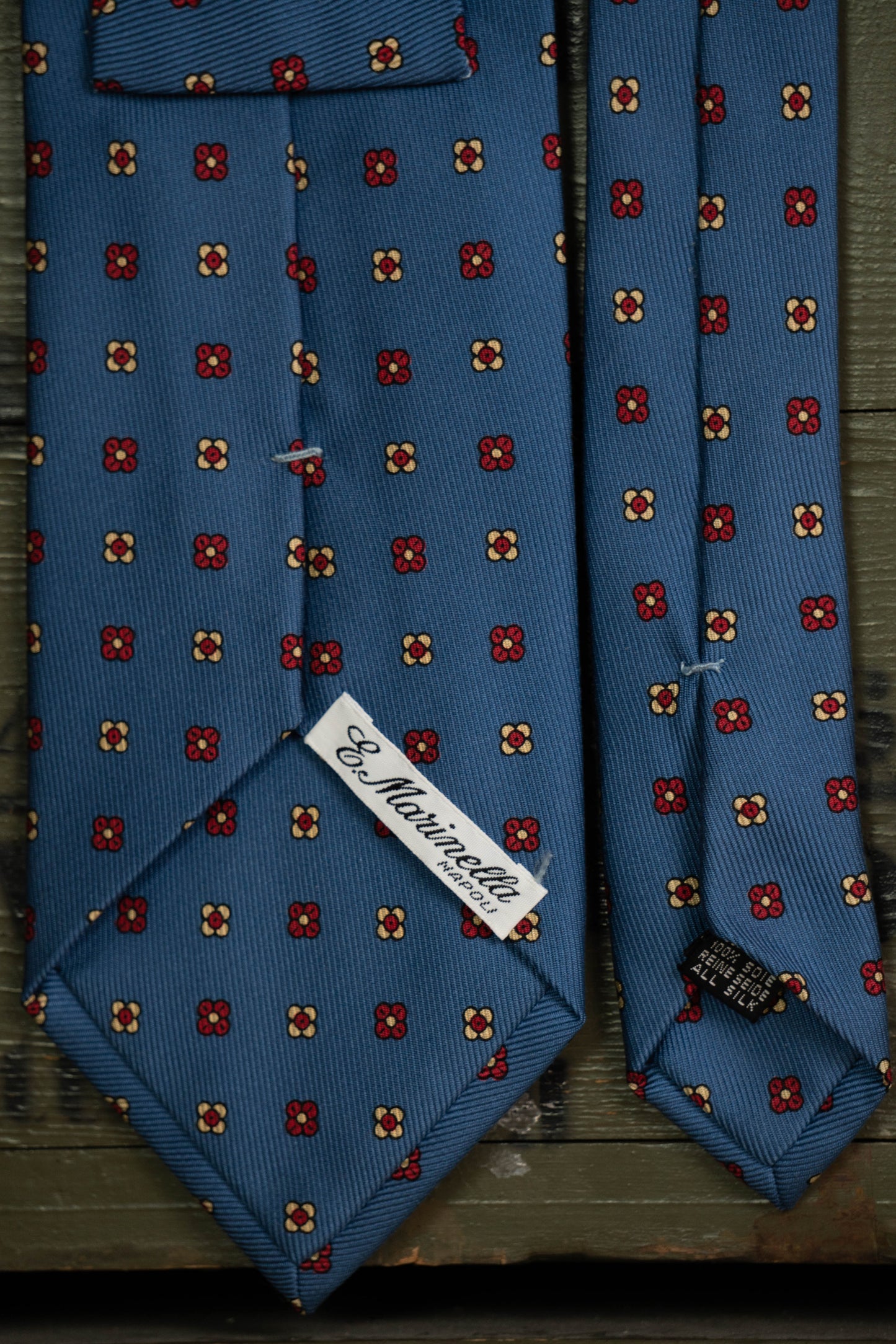 Cravatta E.Marinella Blu Fiori Rossi e Gialli