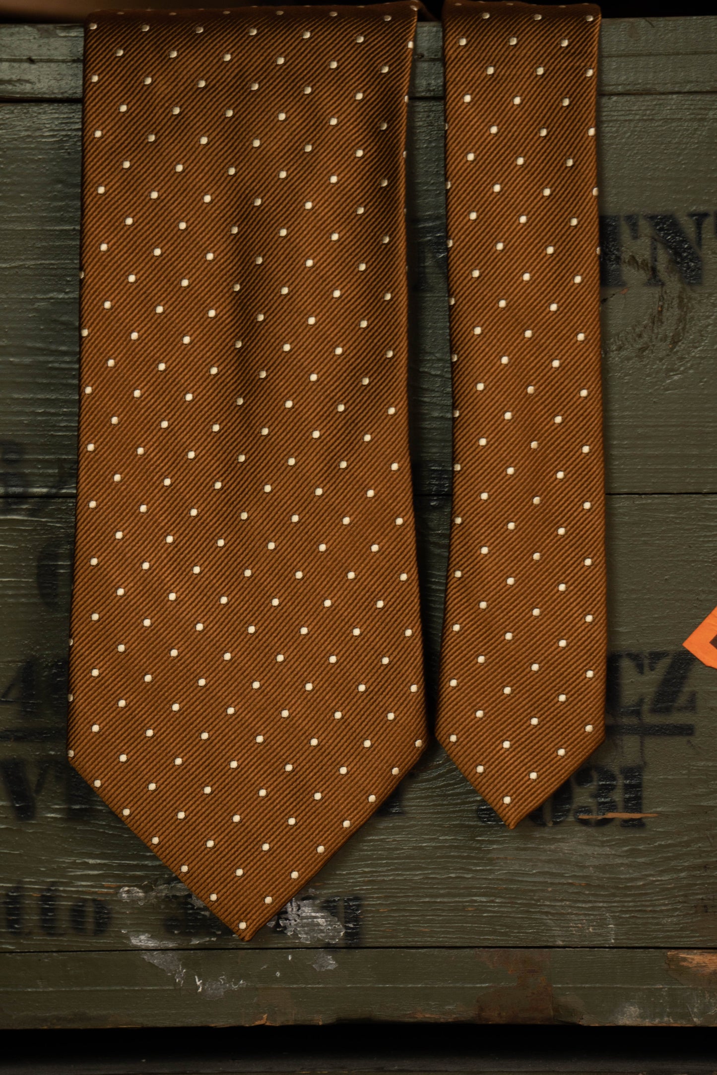 Cravatta E.Marinella Marrone chiaro a pois Bianchi