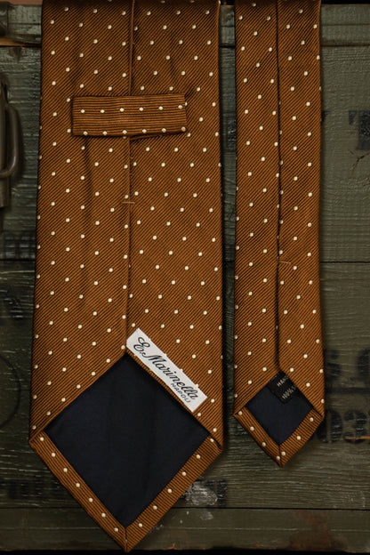 Cravatta E.Marinella Marrone chiaro a pois Bianchi