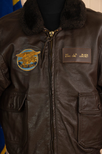 1972 Us Navy Giacca Aviatore G-1 Patched - US 44