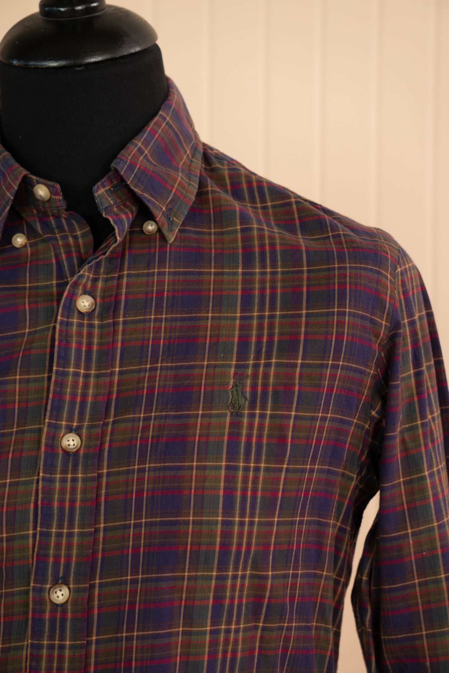 2010 Camicia A Quadri Ralph Lauren Bordò Slim fit - S