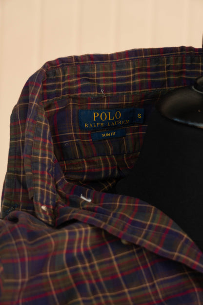 2010 Camicia A Quadri Ralph Lauren Bordò Slim fit - S