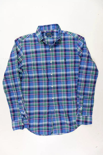Camicia a Quadri Ralph Lauren Slim Fit Blu "M"
