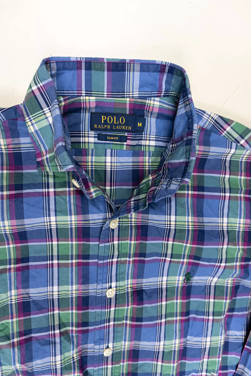 Camicia a Quadri Ralph Lauren Slim Fit Blu "M"