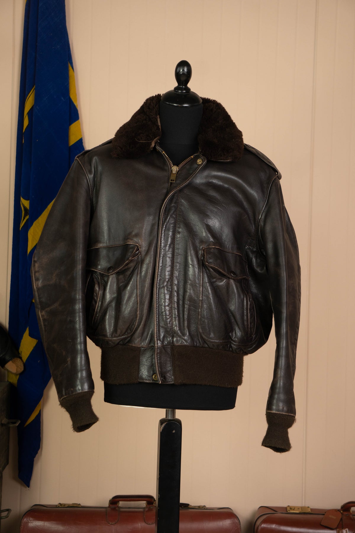 1980 Schott Giacchetto in pelle A-2 Marrone Made in USA - IT 54