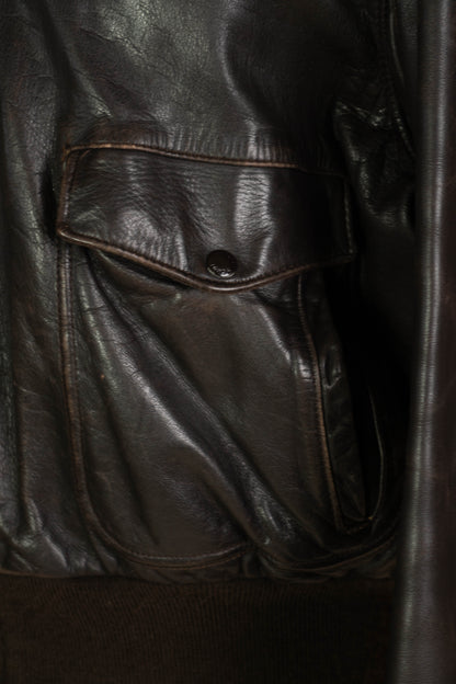 1980 Schott Giacchetto in pelle A-2 Marrone Made in USA - IT 54