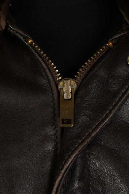 1980 Schott Giacchetto in pelle A-2 Marrone Made in USA - IT 54