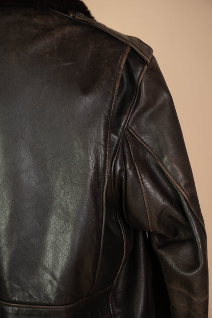1980 Schott Giacchetto in pelle A-2 Marrone Made in USA - IT 54
