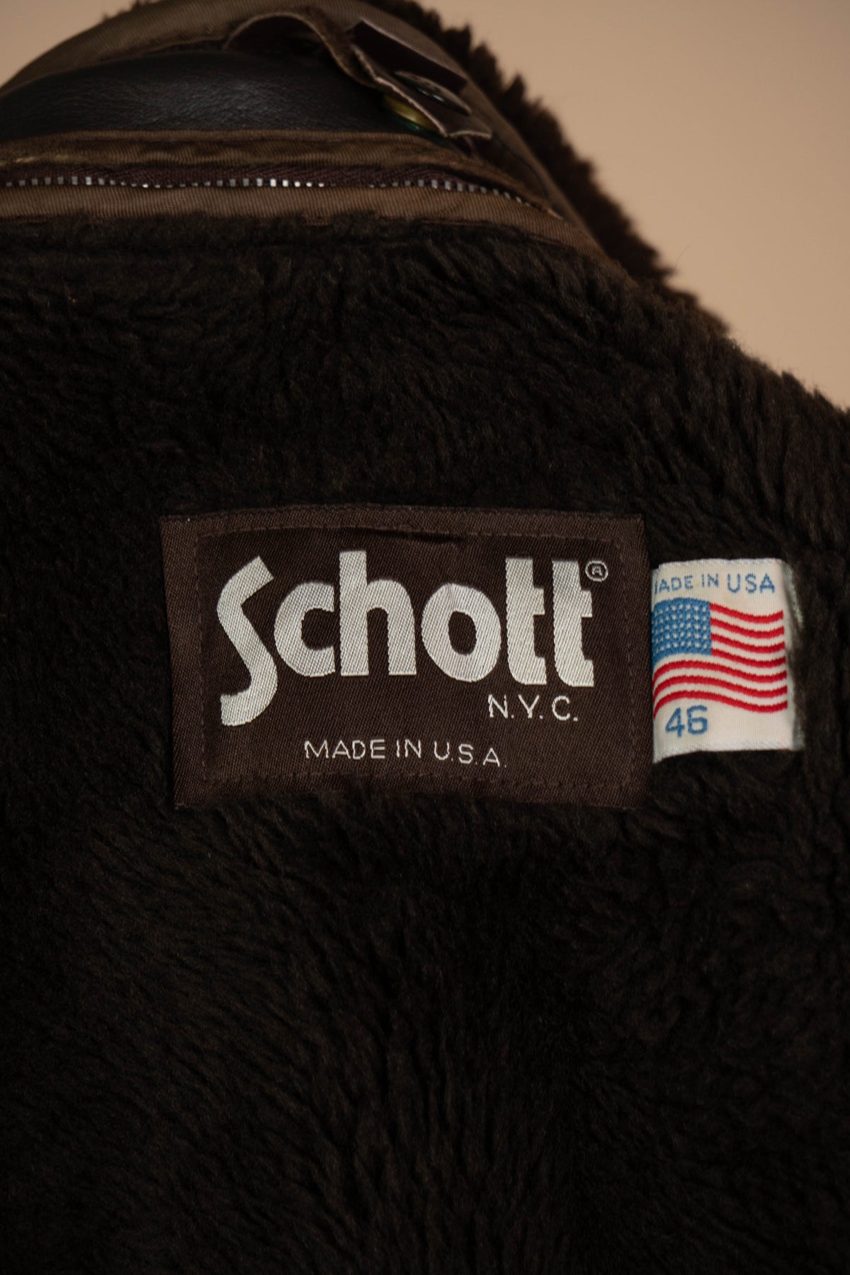 1980 Schott Giacchetto in pelle A-2 Marrone Made in USA - IT 54