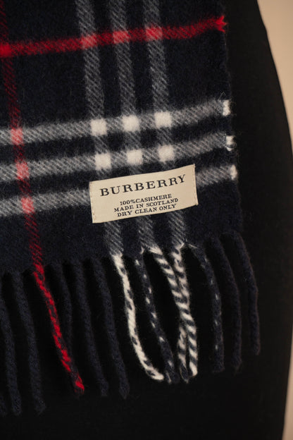 Sciarpa Burberry Tartan blu cashmere