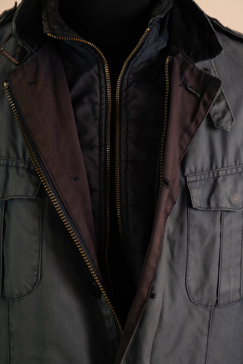 Barbour Dock Wax Jacket Blu Faded - L