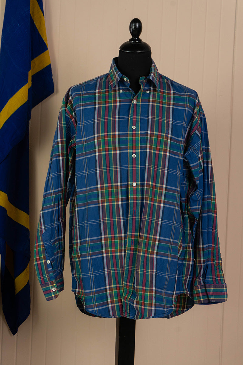 1990 Camicia Ralph Lauren A scacchi blu - L