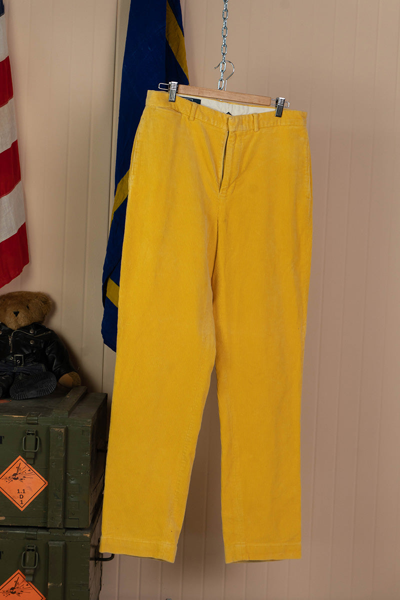 1990 Ralph Lauren Pantaloni in Velluto a coste Giallo -W 33 L 34