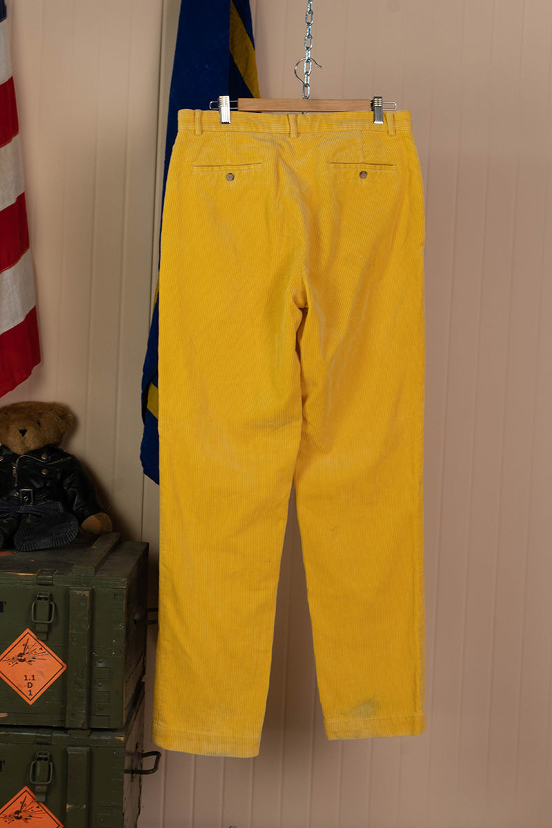 1990 Ralph Lauren Pantaloni in Velluto a coste Giallo -W 33 L 34