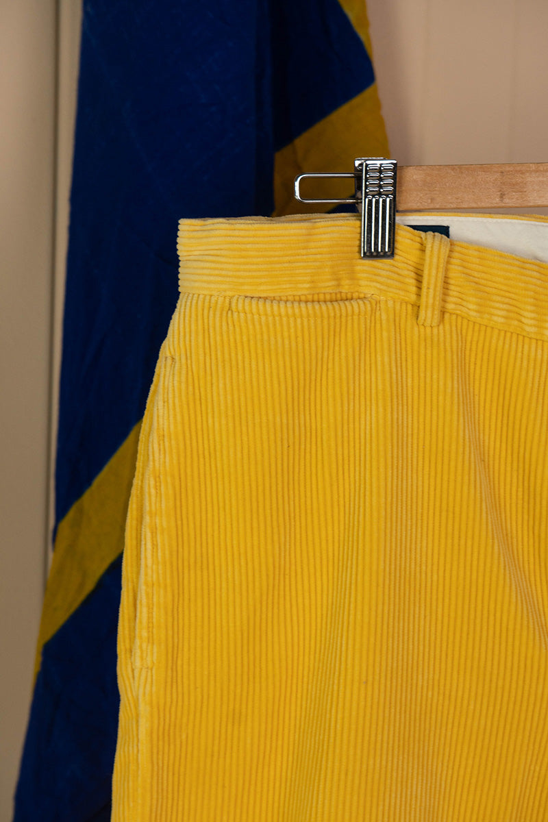 1990 Ralph Lauren Pantaloni in Velluto a coste Giallo -W 33 L 34