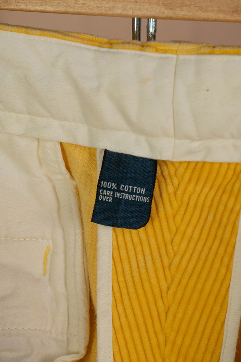1990 Ralph Lauren Pantaloni in Velluto a coste Giallo -W 33 L 34