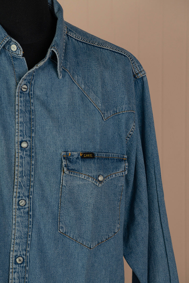Camicia di Jeans Western Lee Indaco Medio - L