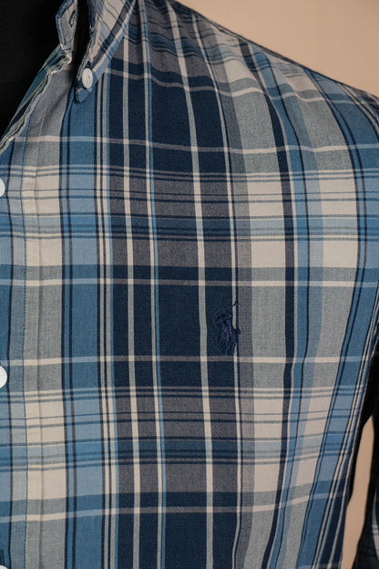 1990 Camicia Ralph Lauren a scacchi blu - S