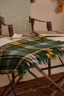 Coperta vintage a scacchi verde
