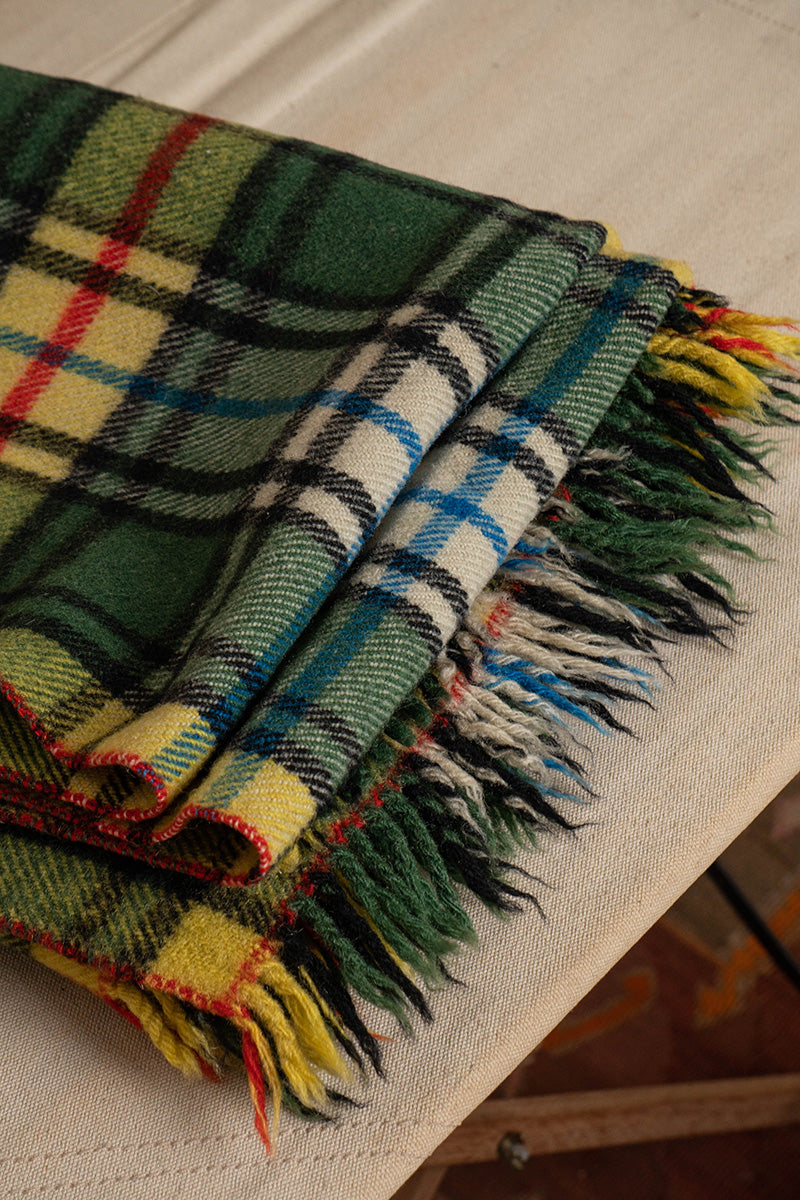 Coperta vintage a scacchi verde