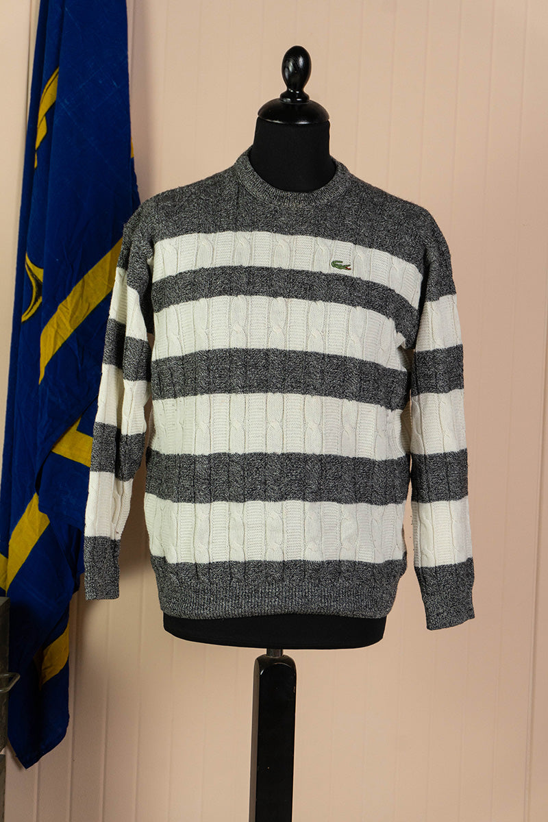 1990 Maglione a Trecce Lacoste A righe - L