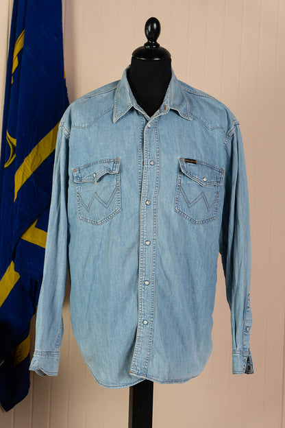 1980 Camicia Texana Denim Chiara Wrangler - XL