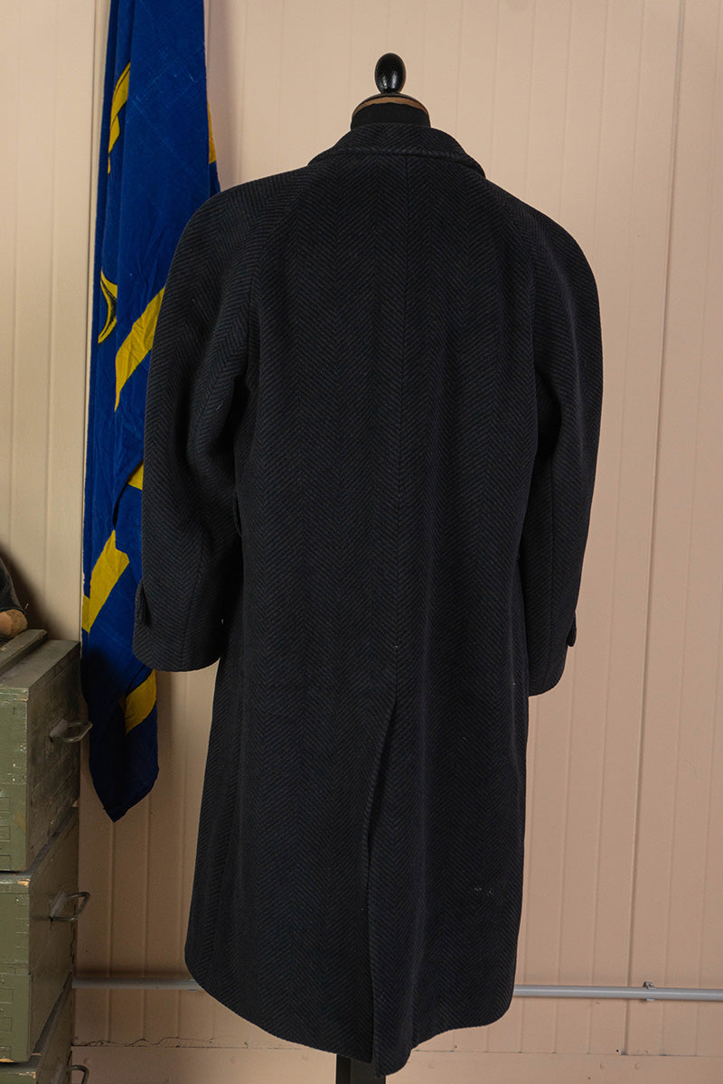 Cappotto Spinato Lungo Blu in Lana- IT 50