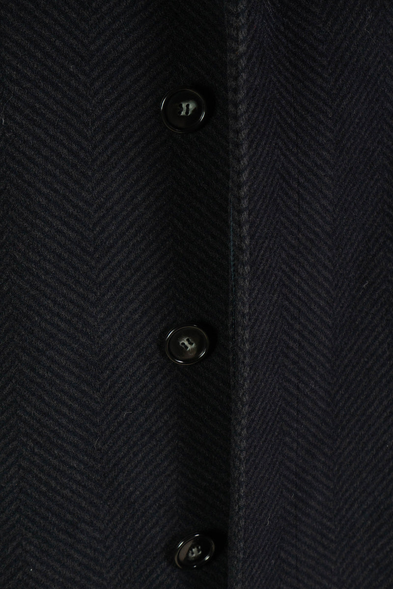 Cappotto Spinato Lungo Blu in Lana- IT 50