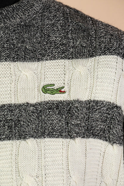 1990 Maglione a Trecce Lacoste A righe - L