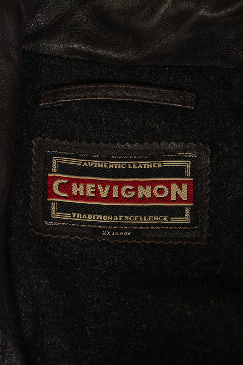 1990 Giacca in Pelle Marrone Chevignon "XXL"