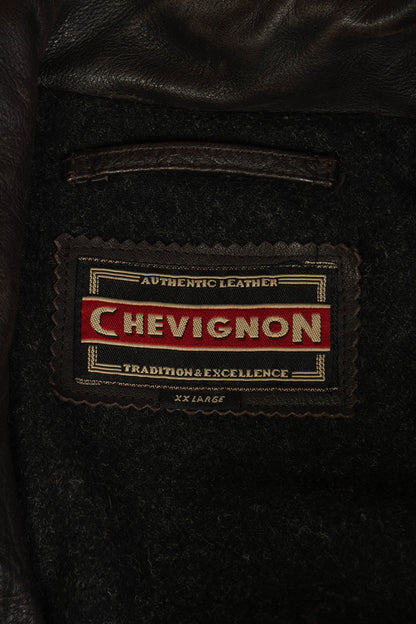 1990 Giacca in Pelle Marrone Chevignon "XXL"