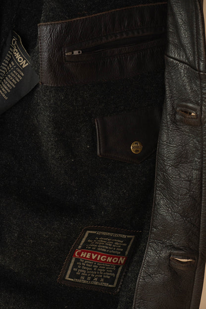 1990 Giacca in Pelle Marrone Chevignon "XXL"