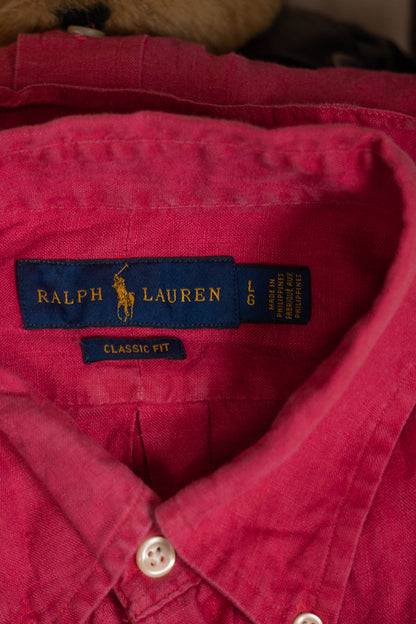 Camicia Ralph Lauren in Lino Rosa "L"