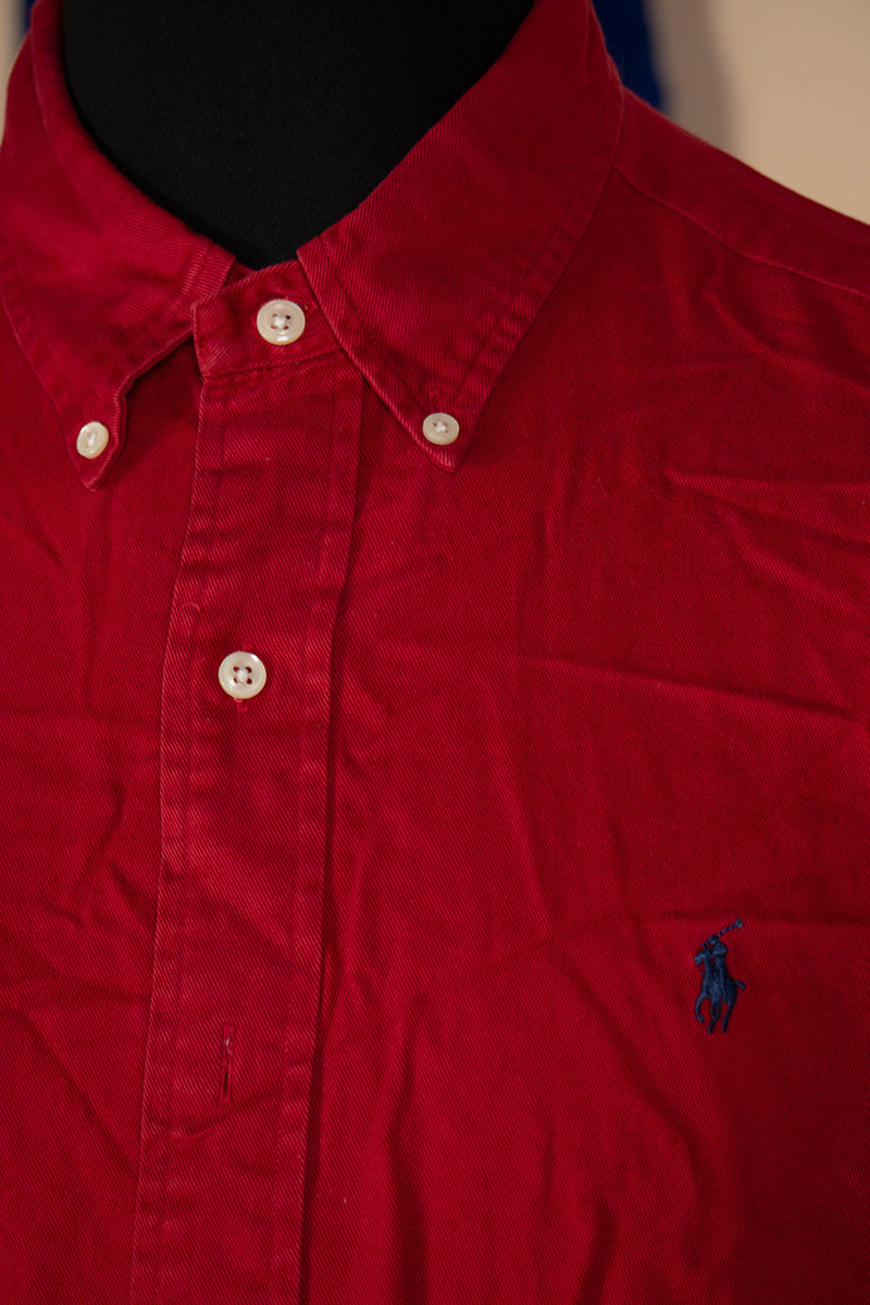 1990 Camicia Polo Ralph Lauren Rossa "L"