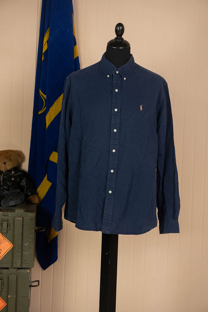 1990 Camicia Polo Ralph Lauren Blu Scuro "XL"