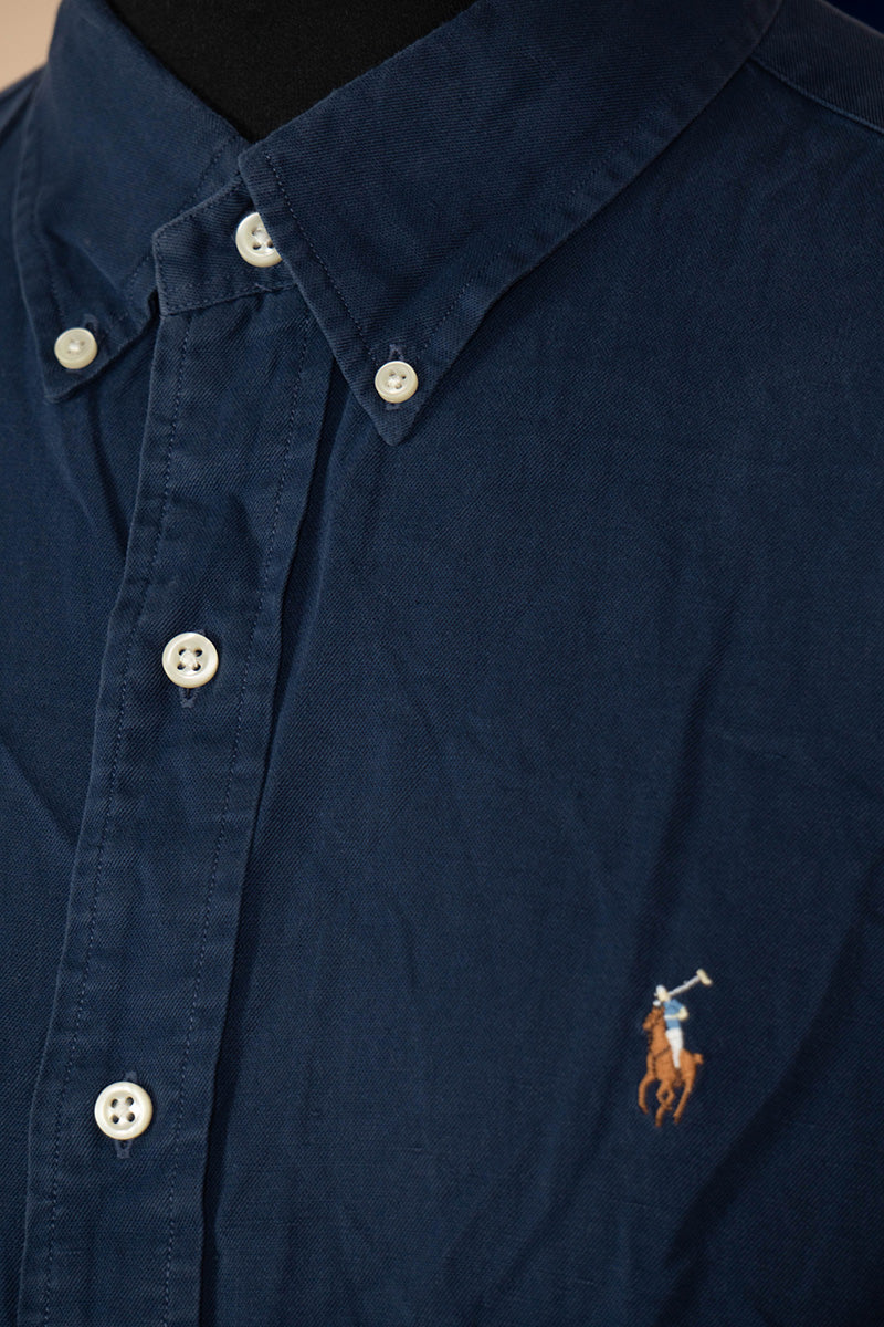 1990 Camicia Polo Ralph Lauren Blu Scuro "XL"